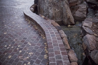 6" running bond + curb wall